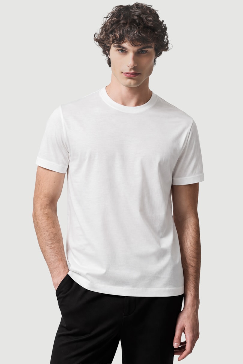 Camiseta Básica Algodão Manga Curta Bordado Off White