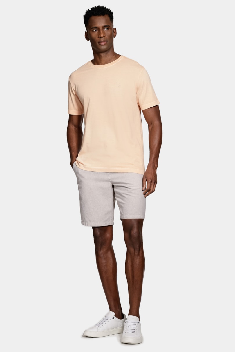 Camiseta Básica Algodão Manga Curta Bordado Salmao