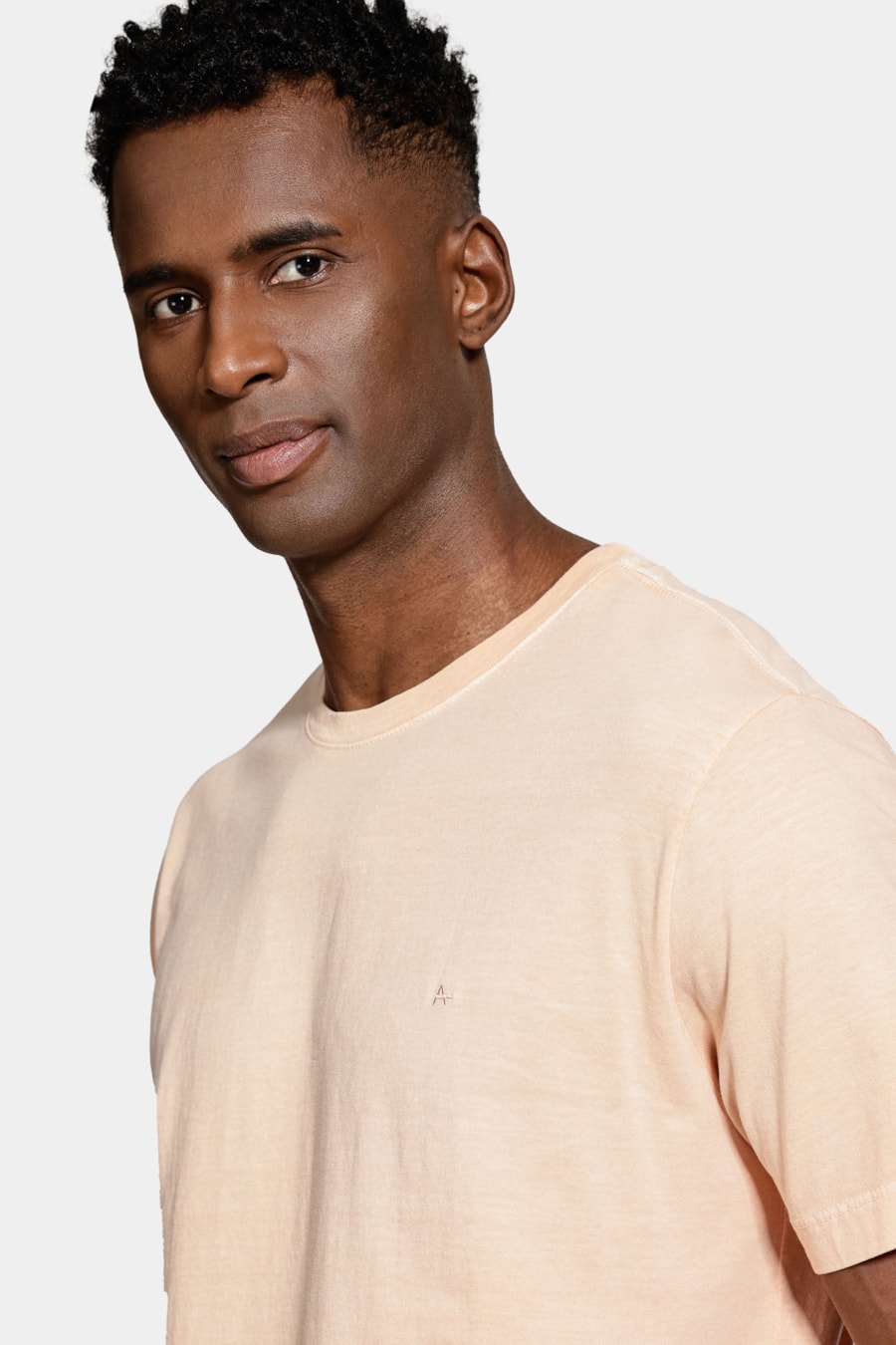Camiseta Básica Algodão Manga Curta Bordado Salmao — foto 3 de 5