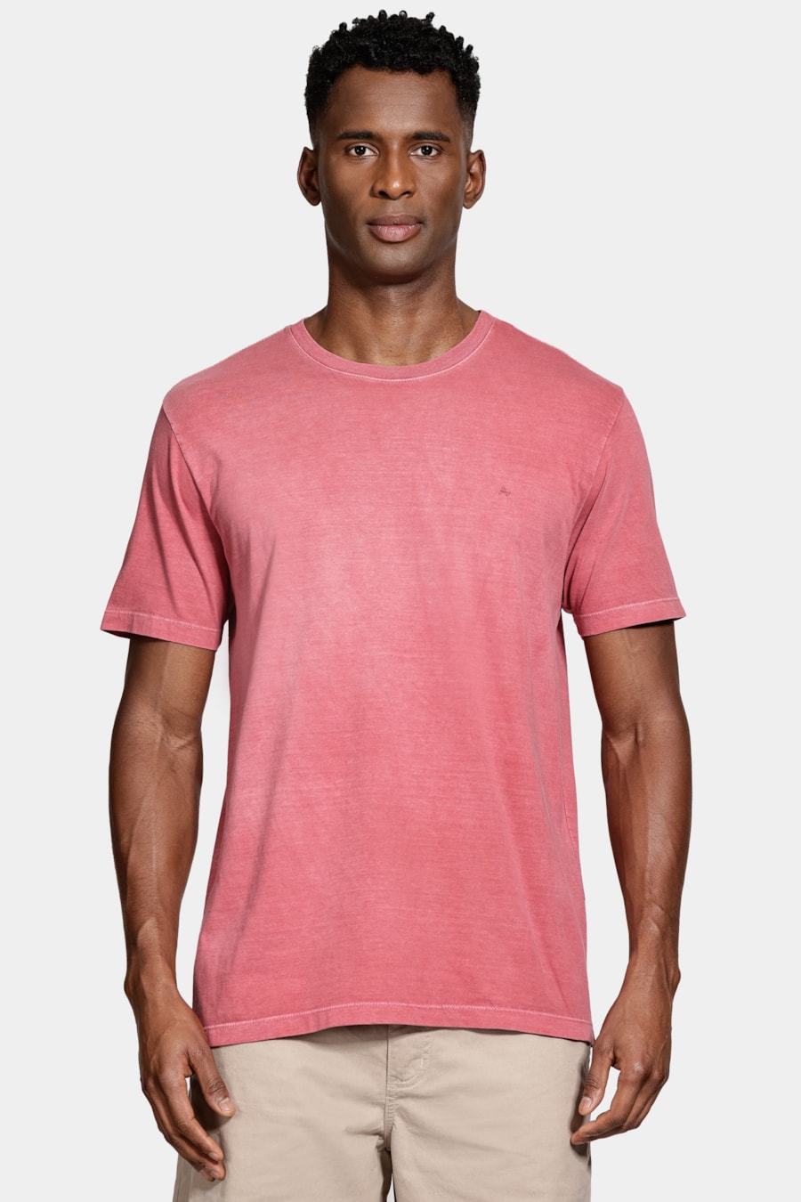 Camiseta Básica Algodão Manga Curta Bordado Vermelho Tomate — foto 1 de 5