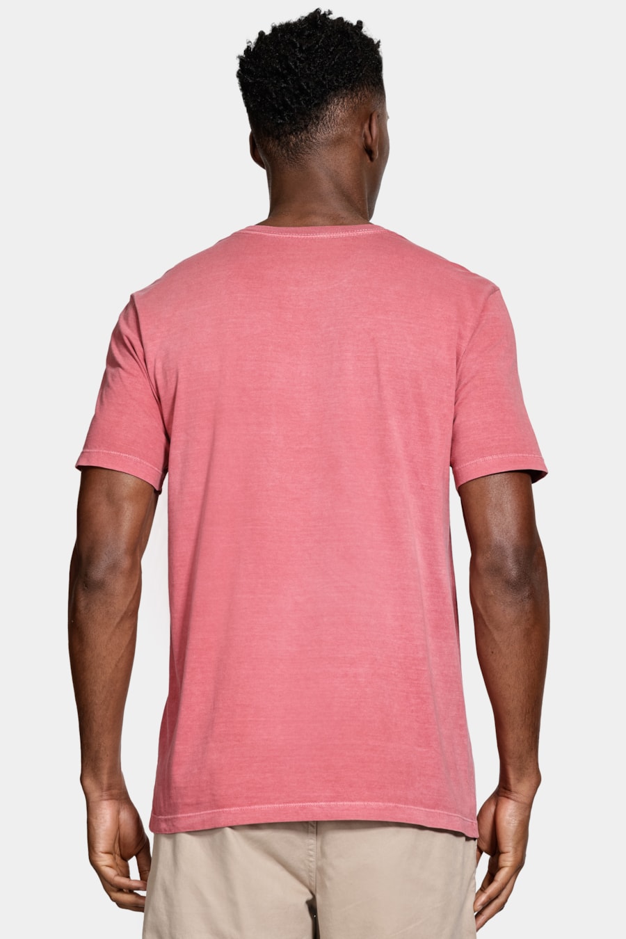 Camiseta Básica Algodão Manga Curta Bordado Vermelho Tomate — foto 4 de 5
