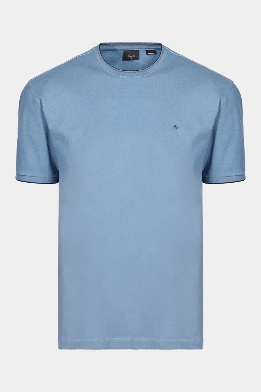 Camiseta Básica Friso na Gola Azul Alumínio — foto 5 de 7