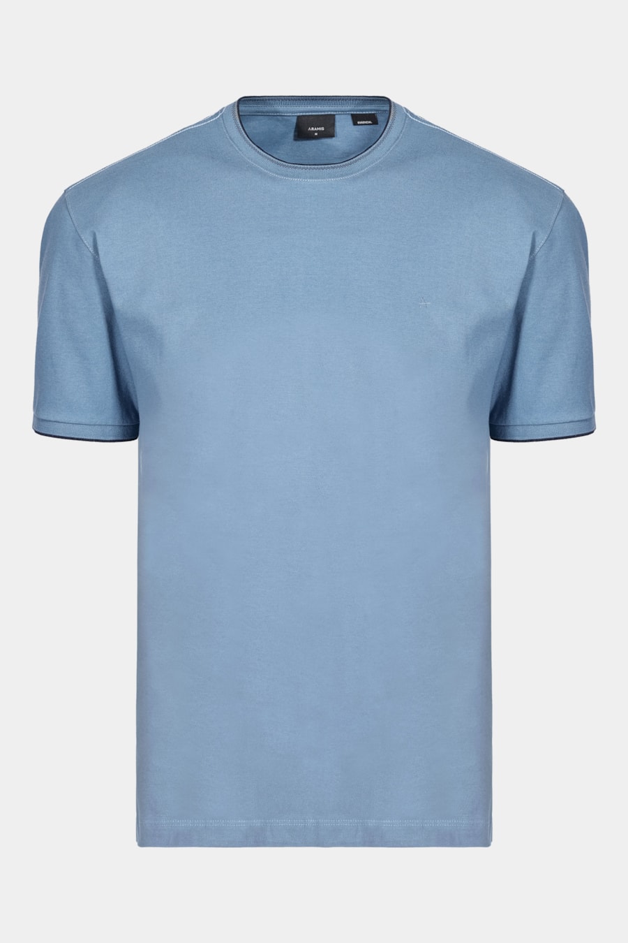 Camiseta Básica Friso na Gola Azul Alumínio — foto 7 de 7