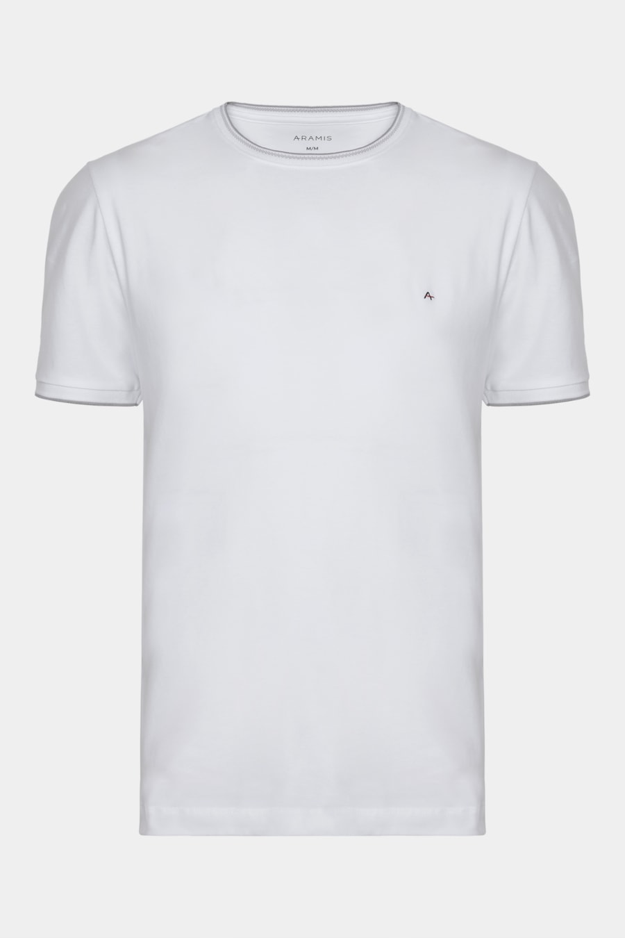 Camiseta Básica Friso na Gola Branco C/ Cinza Claro — foto 5 de 5