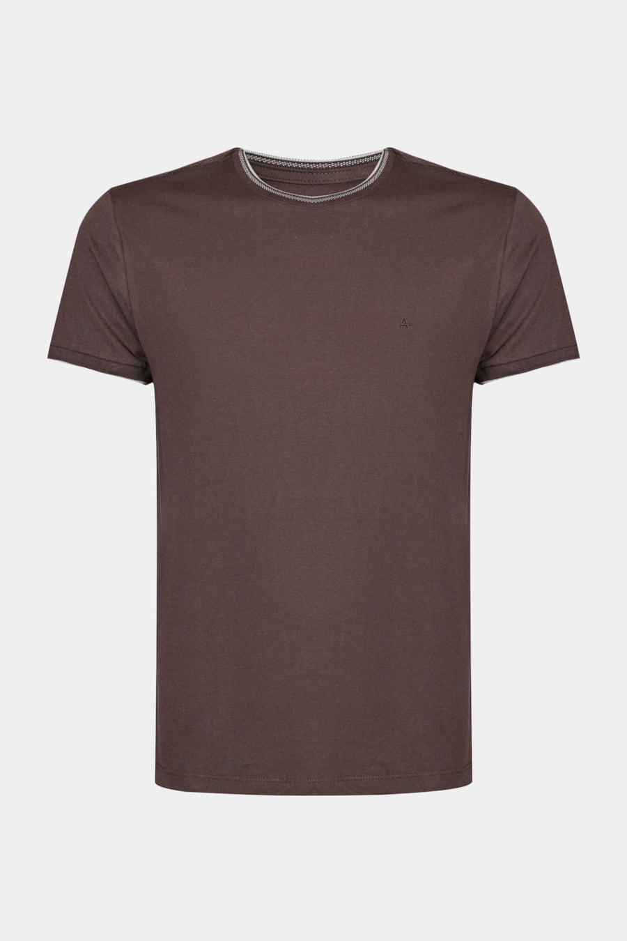 Camiseta Básica Friso na Gola Cafe C/ Cinza Claro — foto 5 de 5