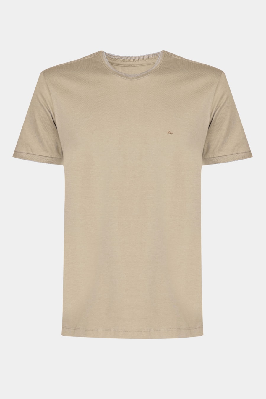 Camiseta Básica Friso na Gola Caqui c / Cinza Claro — foto 5 de 5