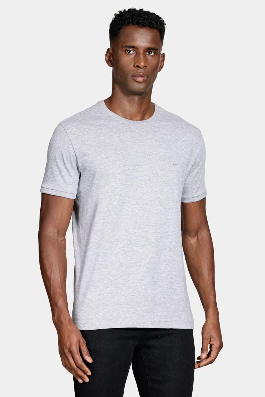 Camiseta Básica Friso na Gola Cinza C/ Cinza Claro — foto 1 de 5