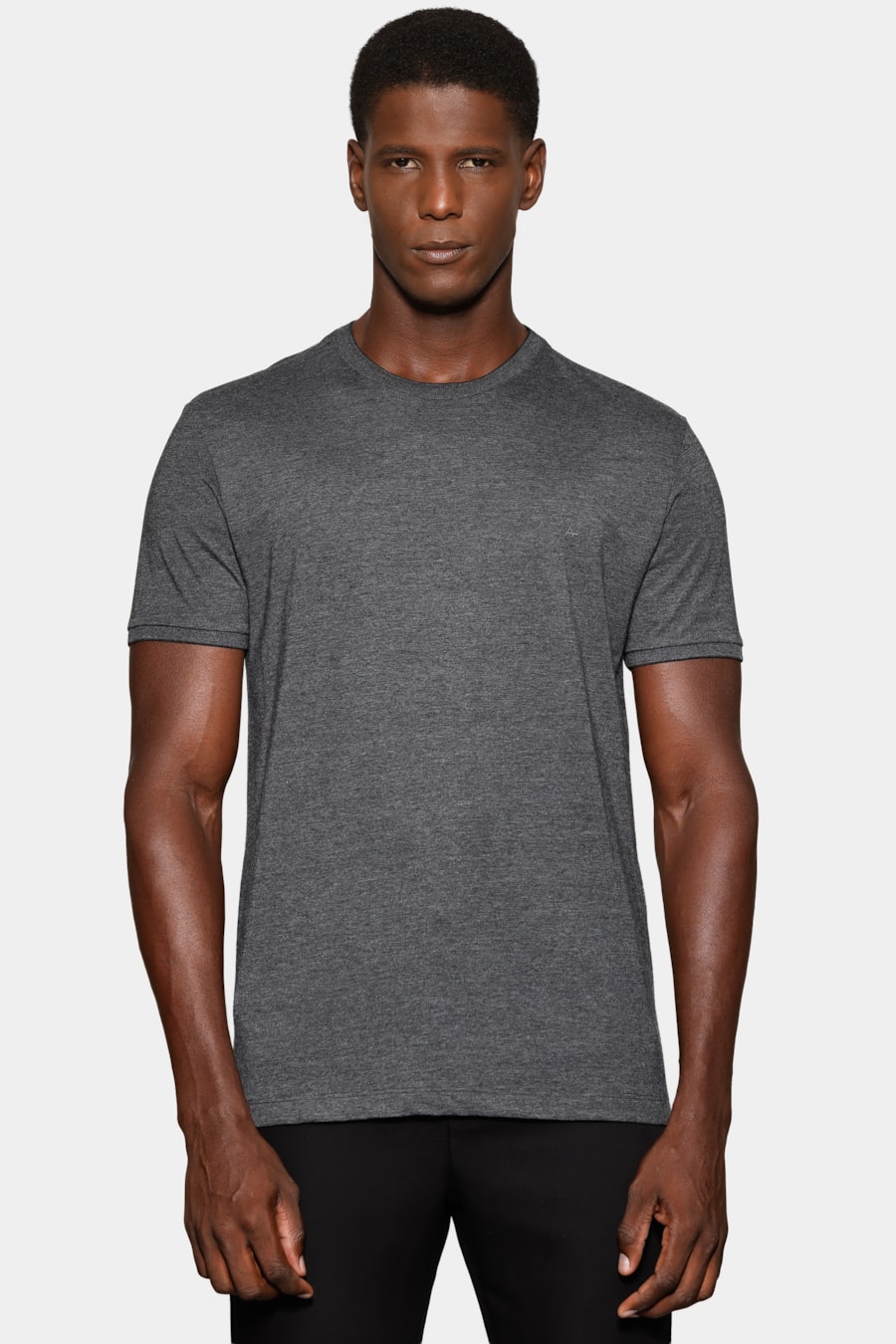 Camiseta Básica Friso na Gola Grafite Mescla — foto 1 de 5