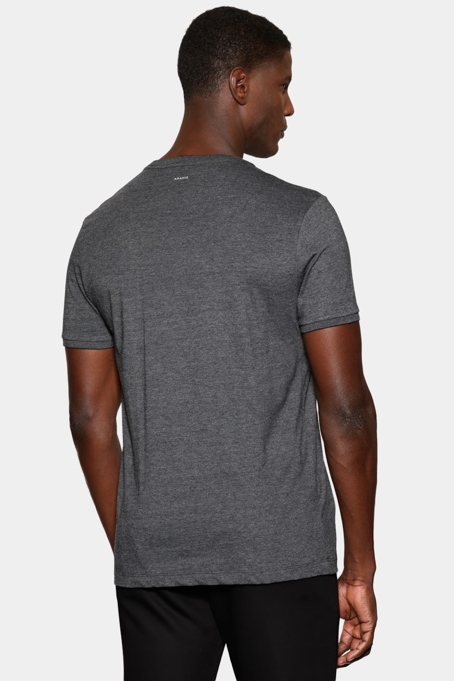 Camiseta Básica Friso na Gola Grafite Mescla — foto 4 de 5