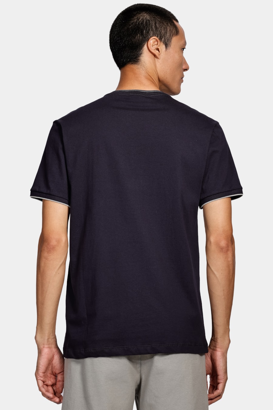 Camiseta Básica Friso na Gola Marinho Com Cinza 113 — foto 4 de 4