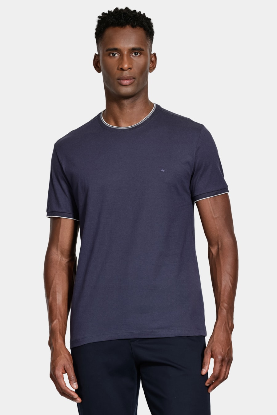 Camiseta Básica Friso na Gola Navy — foto 1 de 5