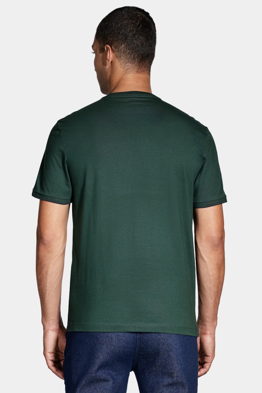 Camiseta Básica Friso na Gola Verde Floresta — foto 4 de 4
