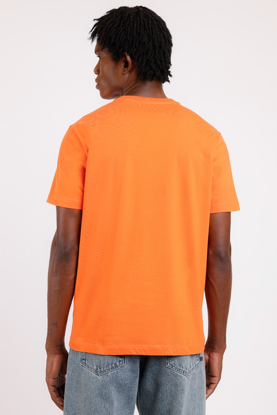 Camiseta Básica Malha Regular Laranja Papaya — foto 2 de 2