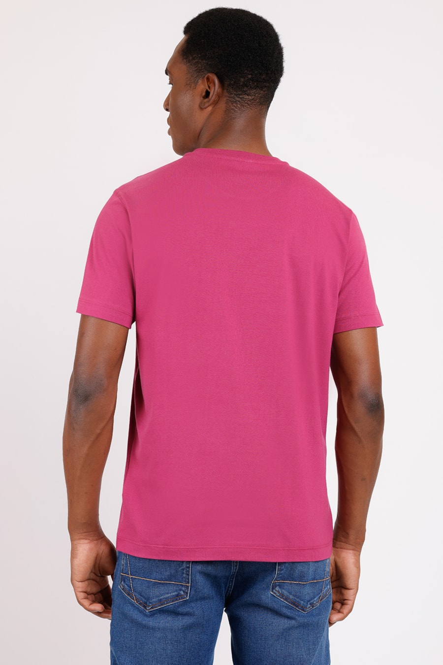 Camiseta Básica Malha Regular Rosa Orquidea — foto 2 de 2