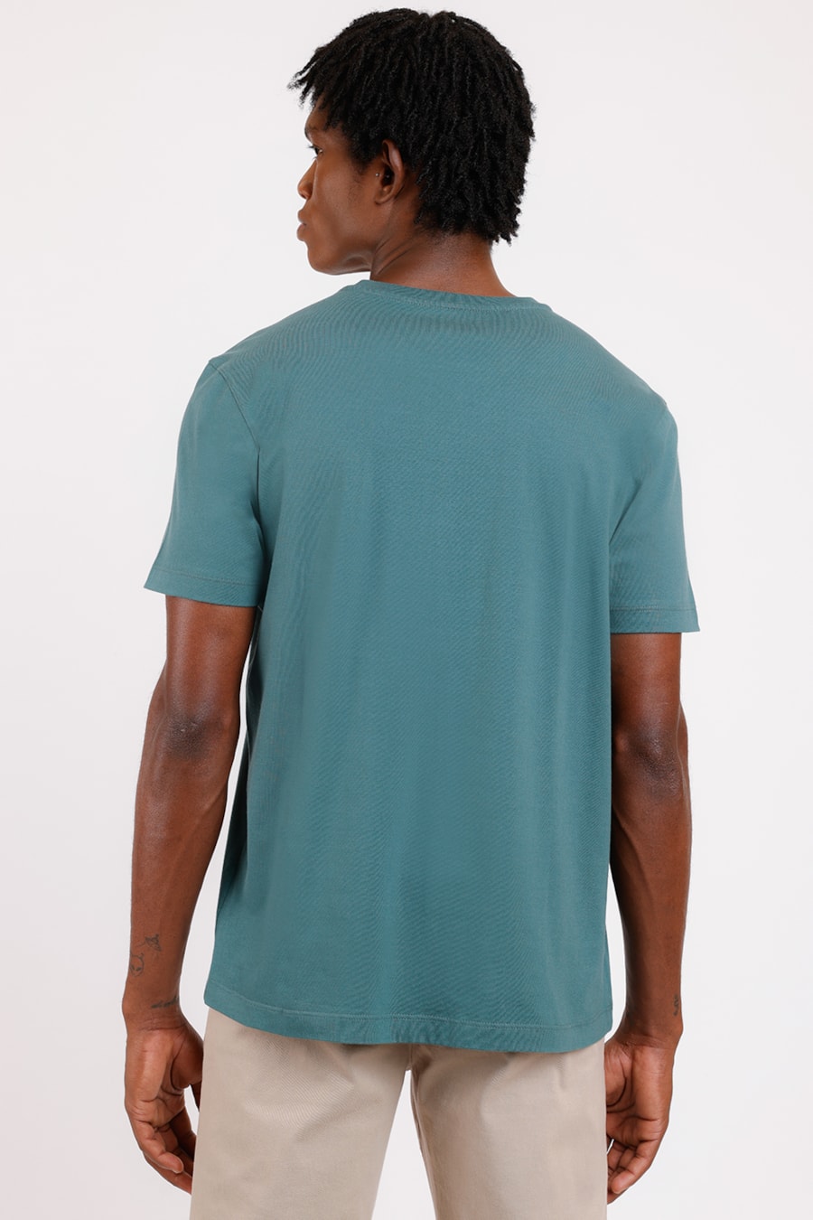 Camiseta Básica Malha Regular Verde Esmeralda — foto 2 de 2