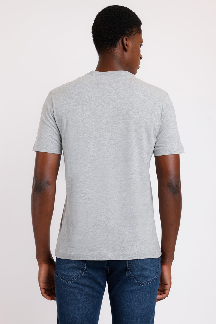 Camiseta Básica Manga Curta Cinza Mescla — foto 4 de 4