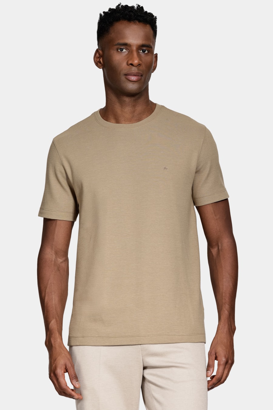 Camiseta Basica Manga Curta Com Textura Ottoman Areia 116 — foto 1 de 5
