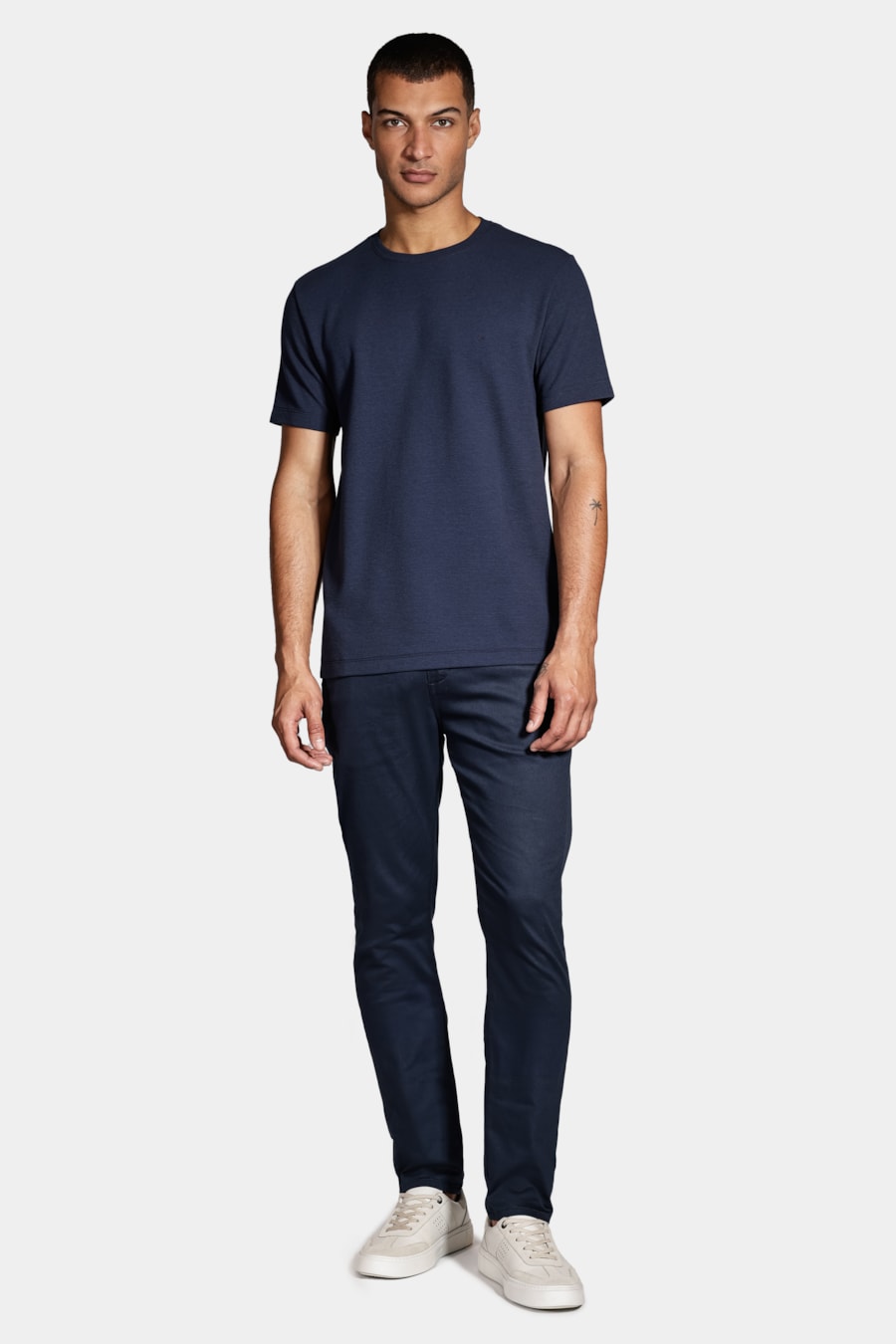Camiseta Basica Manga Curta Com Textura Ottoman Azul Marinho — foto 2 de 5