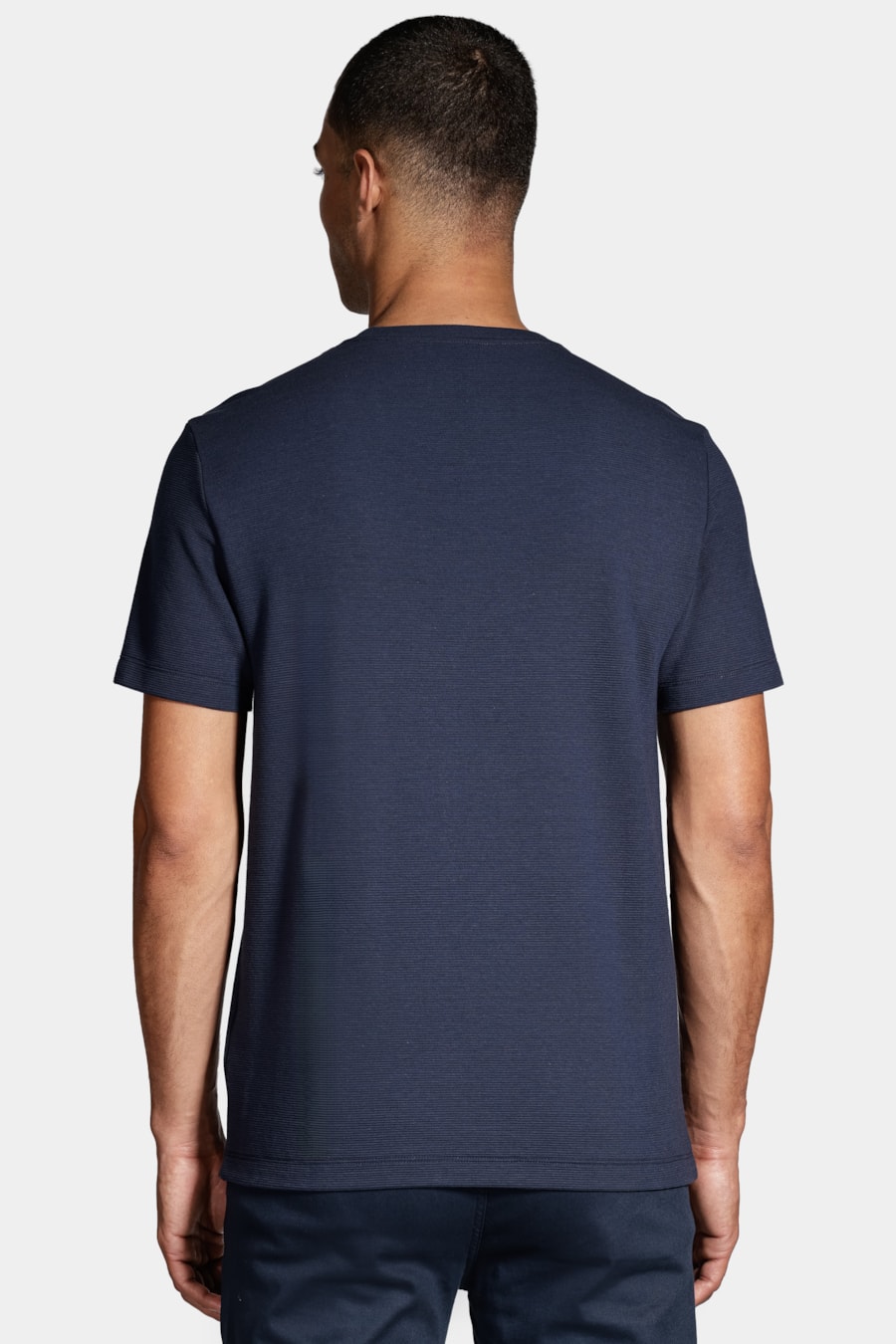 Camiseta Basica Manga Curta Com Textura Ottoman Azul Marinho — foto 4 de 5