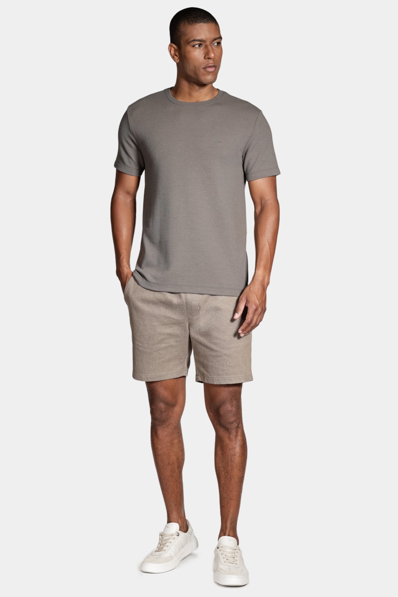 Camiseta Basica Manga Curta Com Textura Ottoman Cinza Asfalto