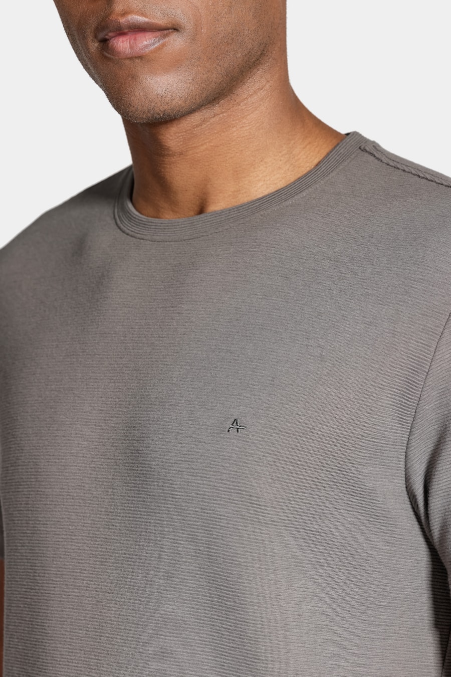 Camiseta Basica Manga Curta Com Textura Ottoman Cinza Asfalto — foto 3 de 5