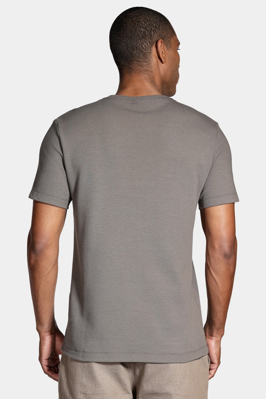 Camiseta Basica Manga Curta Com Textura Ottoman Cinza Asfalto — foto 4 de 5