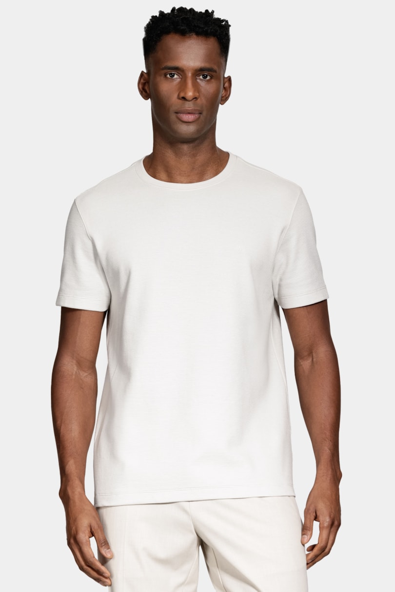 Camiseta Basica Manga Curta Com Textura Ottoman Marfim 116
