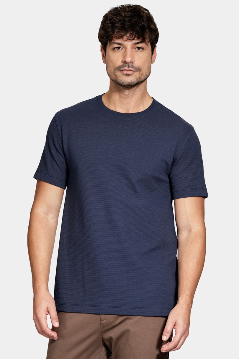 Camiseta Basica Manga Curta Com Textura Ottoman Navy