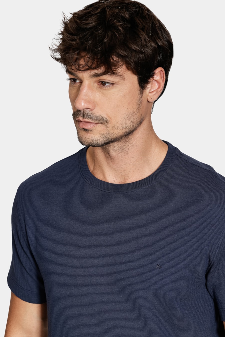 Camiseta Basica Manga Curta Com Textura Ottoman Navy — foto 3 de 5