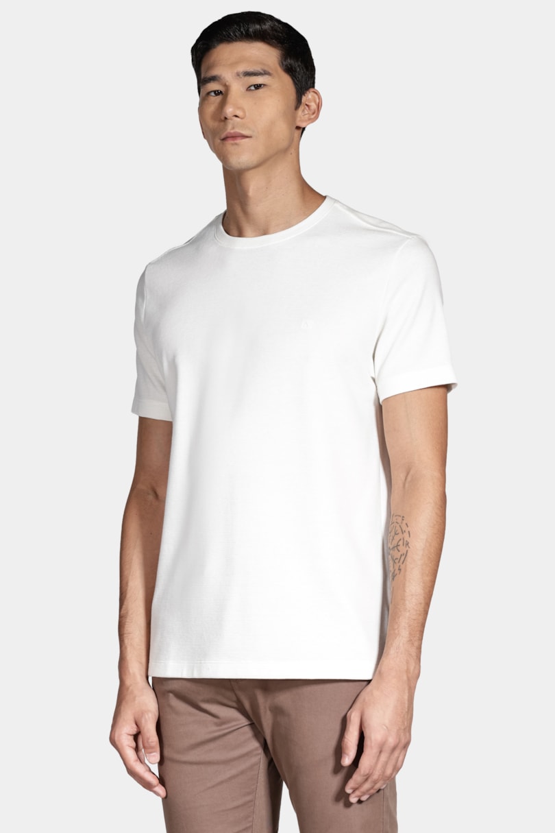 Camiseta Basica Manga Curta Com Textura Ottoman Off White