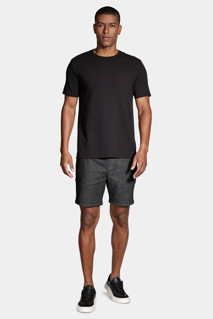Camiseta Basica Manga Curta Com Textura Ottoman Preto