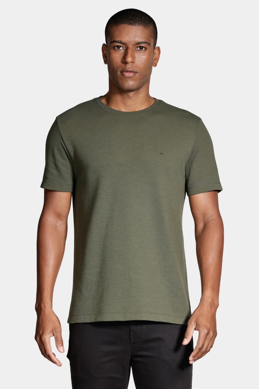 Camiseta Basica Manga Curta Com Textura Ottoman Verde Pantano — foto 1 de 5