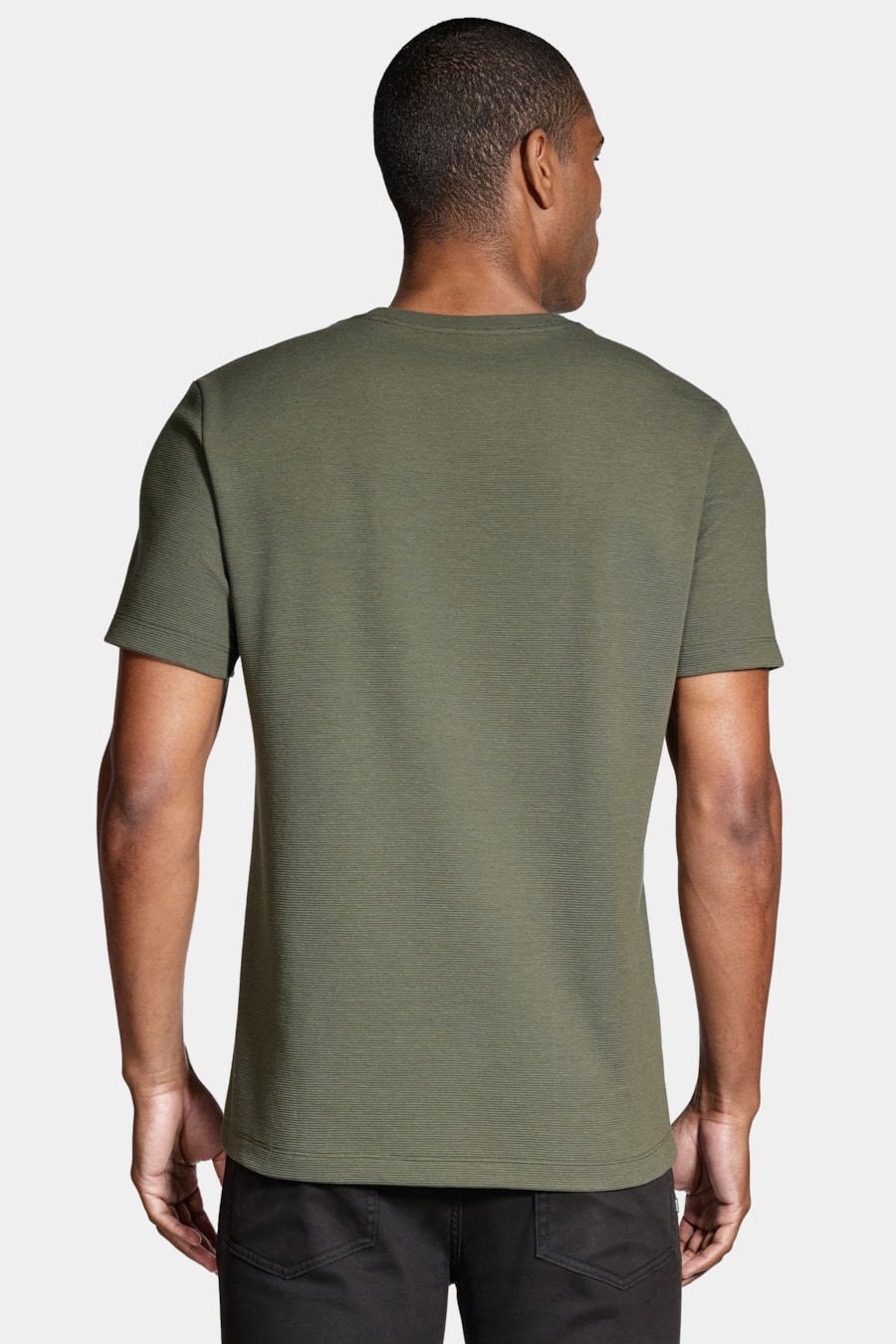 Camiseta Basica Manga Curta Com Textura Ottoman Verde Pantano — foto 4 de 5