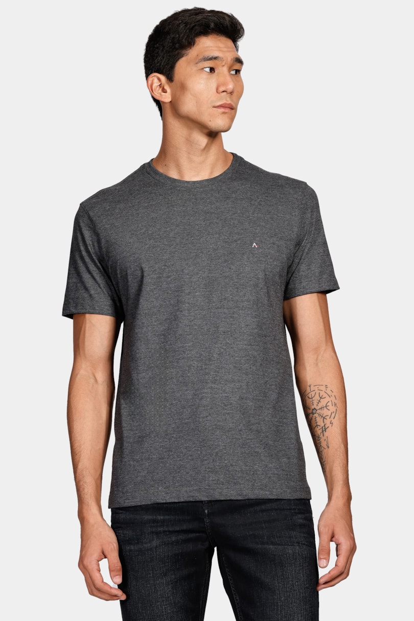 Camiseta Básica Manga Curta Grafite Mescla