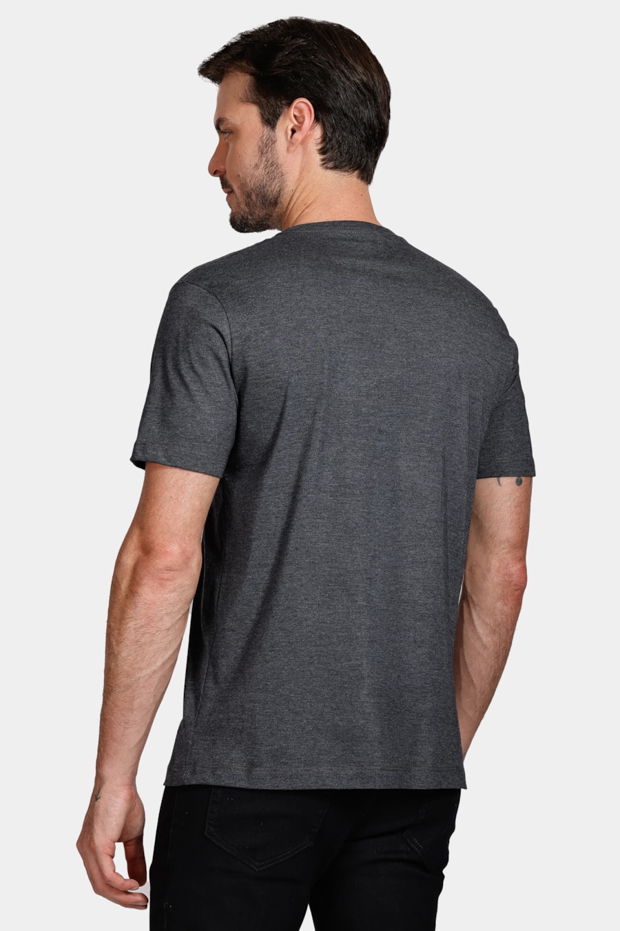 Camiseta Básica Manga Curta Grafite Mescla — foto 4 de 5