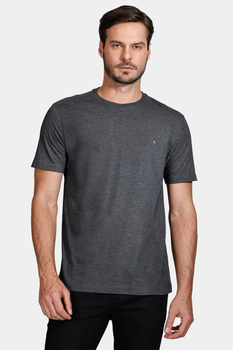 Camiseta Básica Manga Curta Grafite Mescla