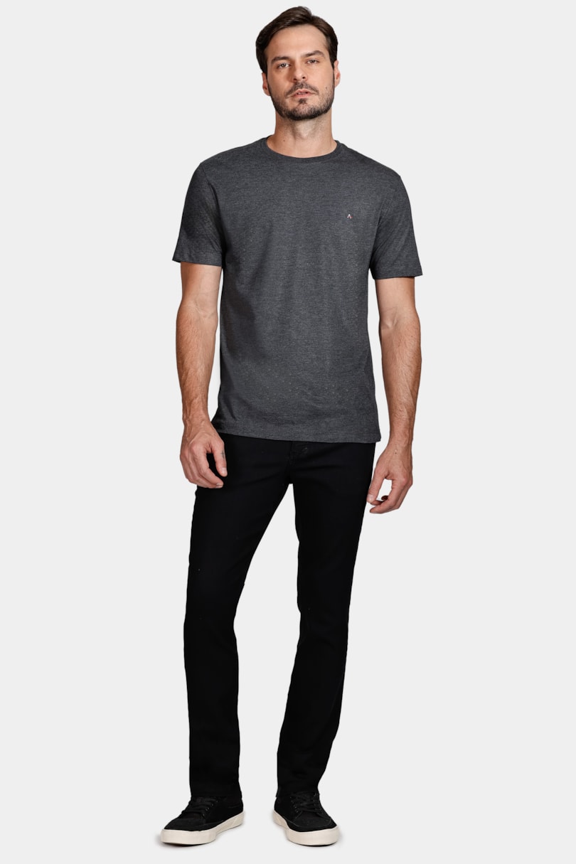 Camiseta Básica Manga Curta Grafite Mescla