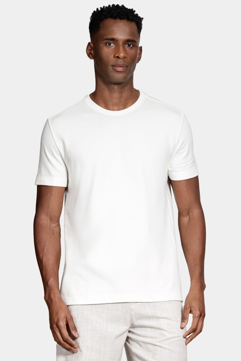 Camiseta Crepe Algodão Manga Curta Off White