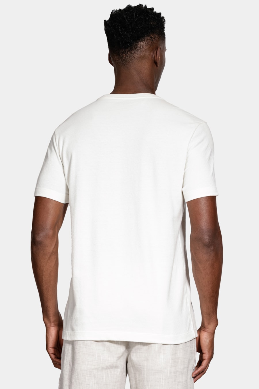 Camiseta Crepe Algodão Manga Curta Off White — foto 4 de 5