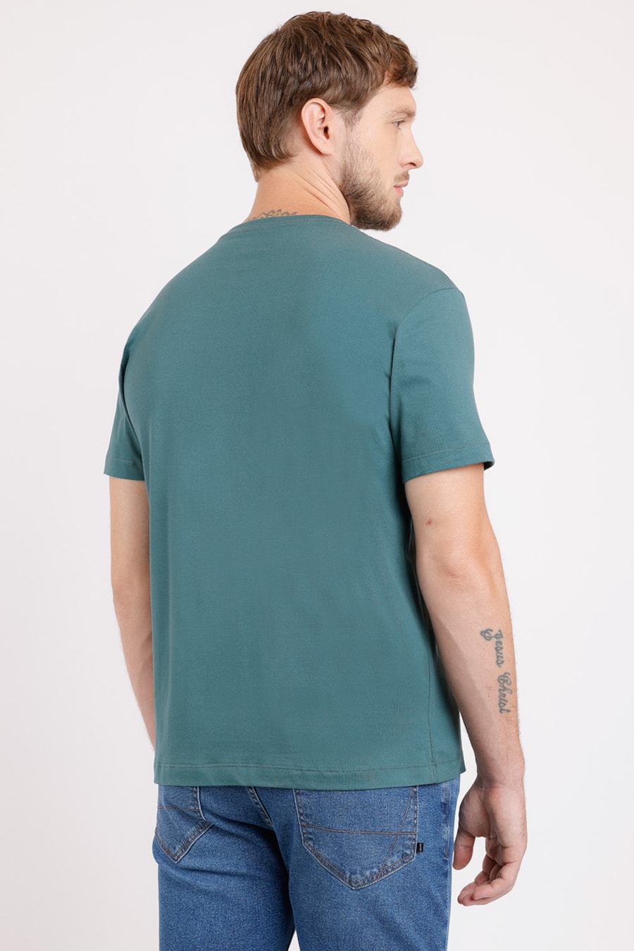 Camiseta Estampa Assinatura Peito Verde Esmeralda — foto 2 de 2