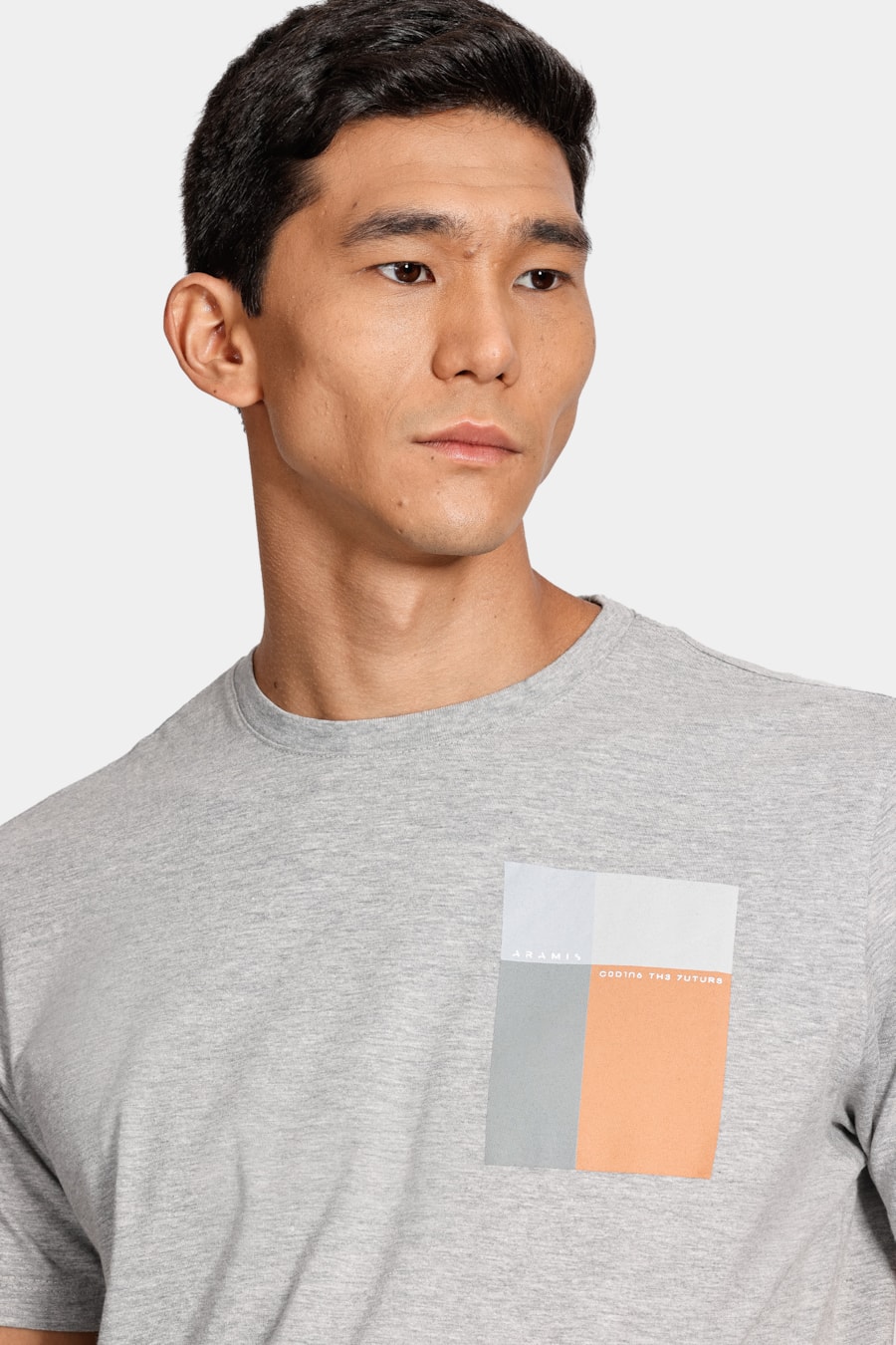 Camiseta Estampa Retângulos Cinza Mescla — foto 3 de 4