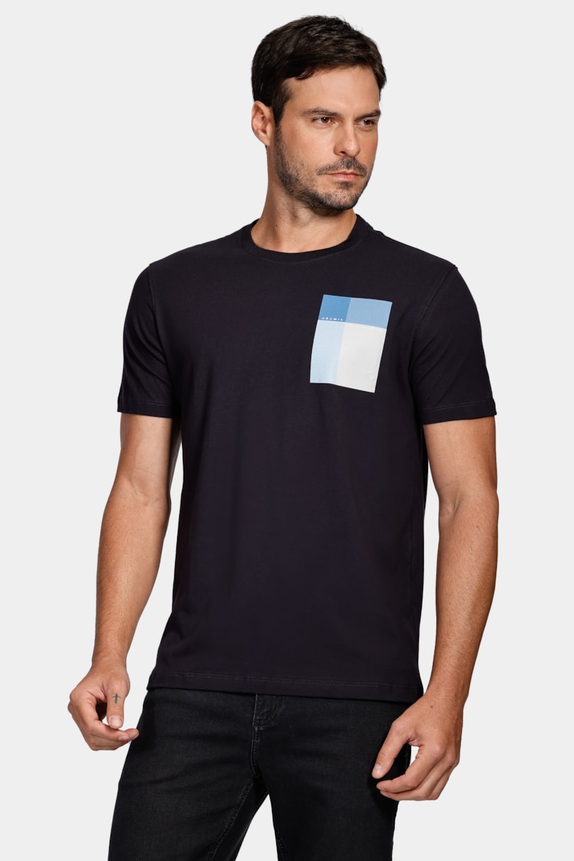 Camiseta Estampa Retângulos Marinho