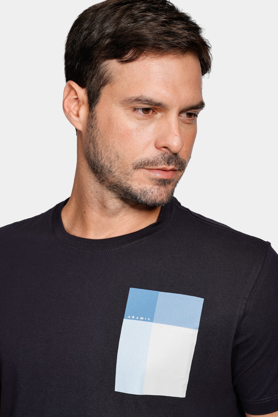 Camiseta Estampa Retângulos Marinho — foto 3 de 4