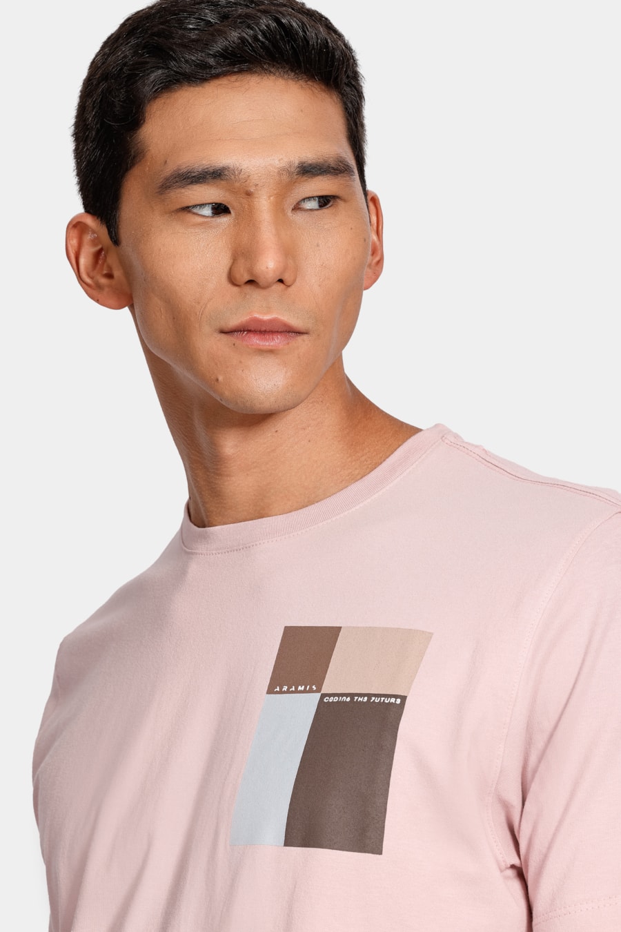Camiseta Estampa Retângulos Rosa Seco — foto 3 de 4