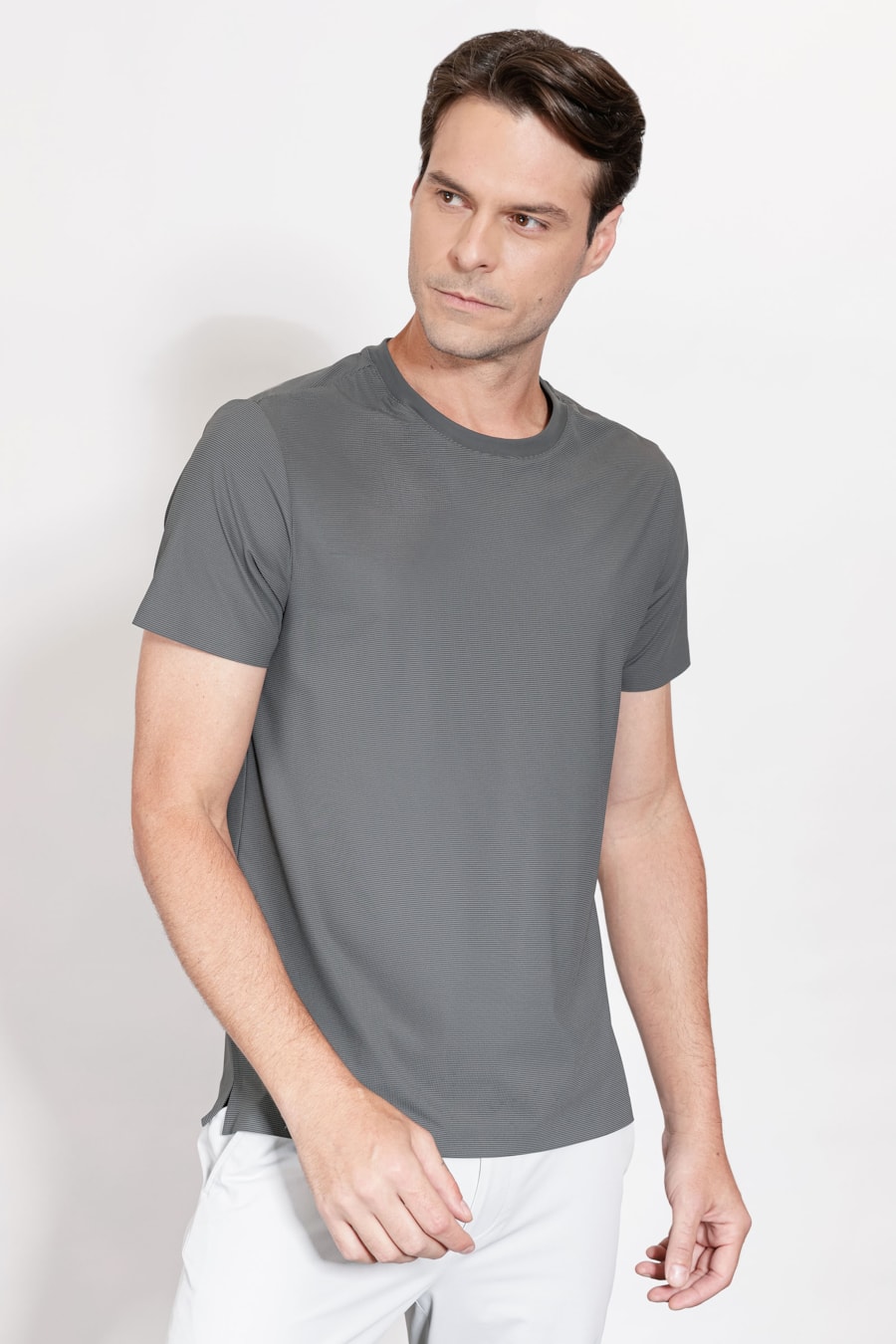 Camiseta Fusionada Piquet Cinza Escuro — foto 1 de 5