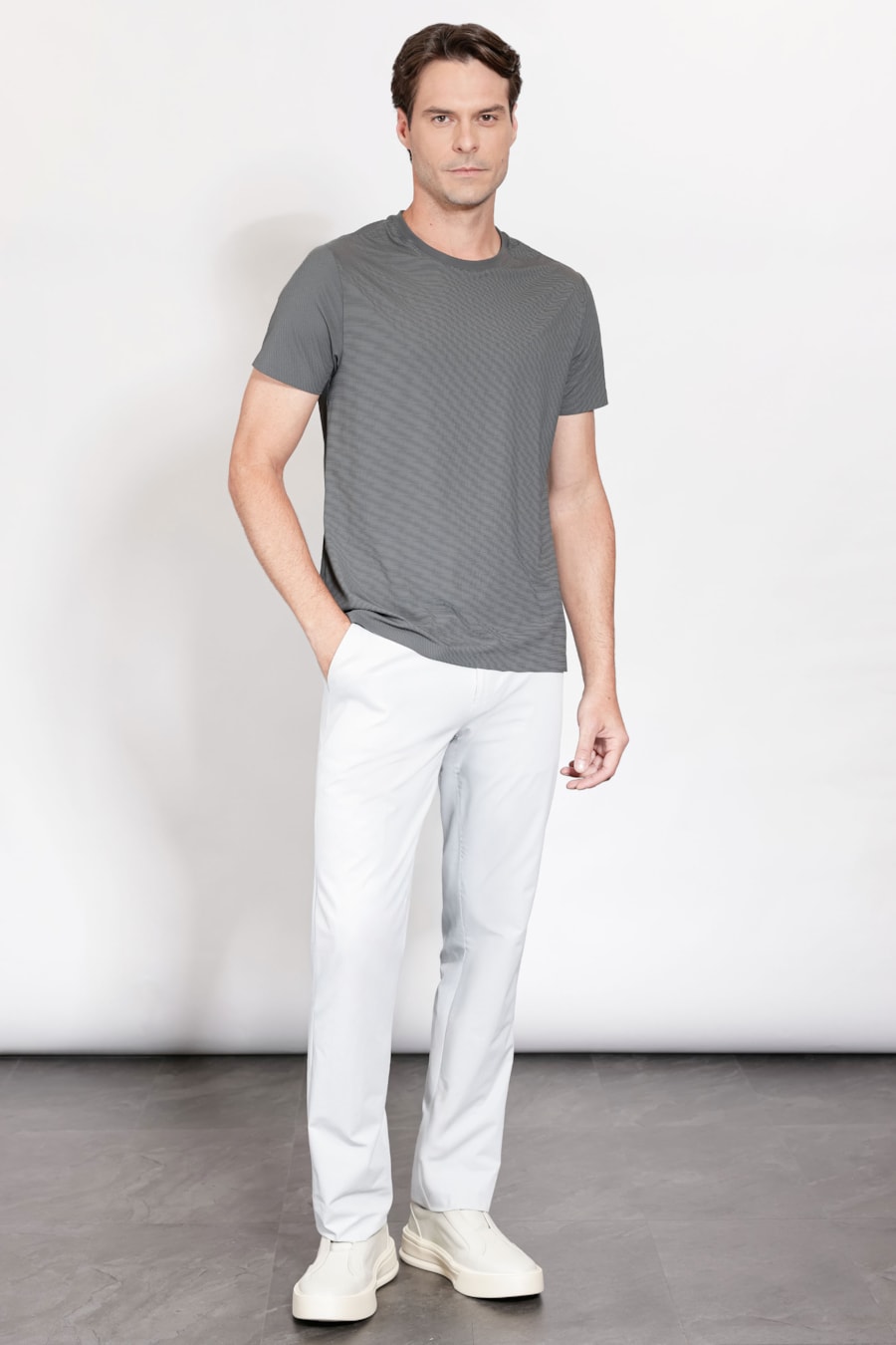 Camiseta Fusionada Piquet Cinza Escuro — foto 2 de 5