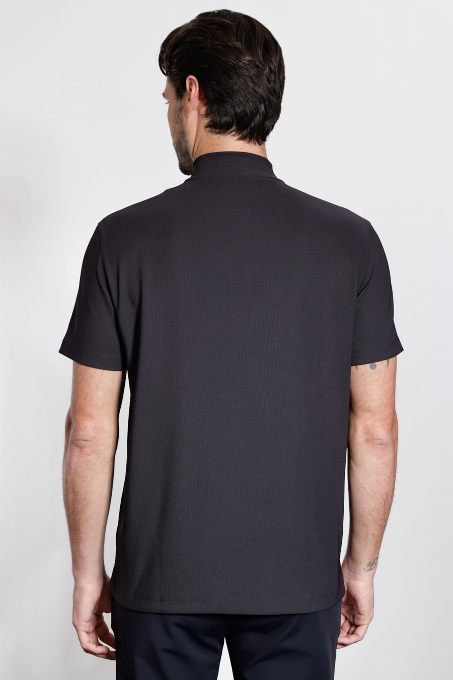 Camiseta Gola Alta Com Zíper Marinho — foto 5 de 6