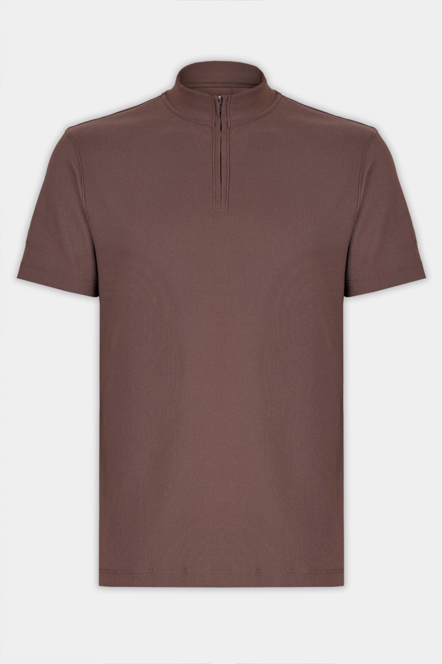 Camiseta Gola Alta Com Zíper Marrom — foto 5 de 5