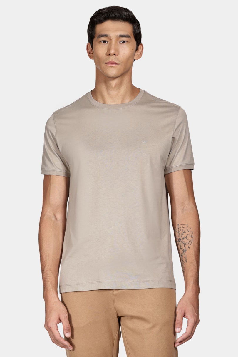 Camiseta Gola Careca de Algodão Pima Amendoa