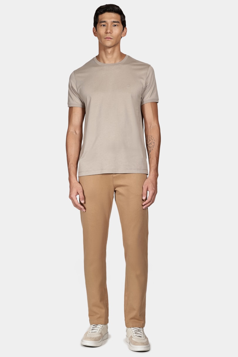 Camiseta Gola Careca de Algodão Pima Amendoa